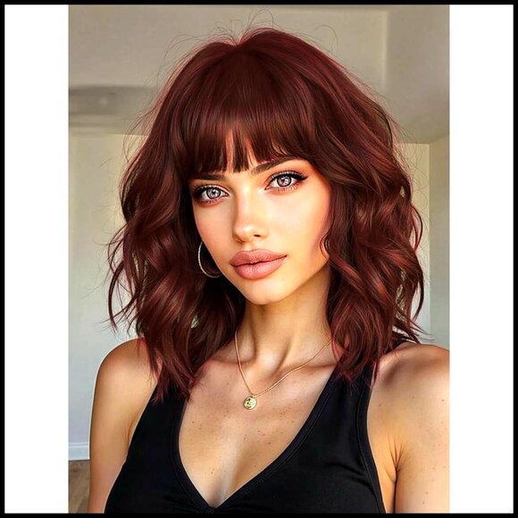 Synthetic Heat Resistant Wavy Bob Wig Realistic Shoulder Length Daily Wear main image 4